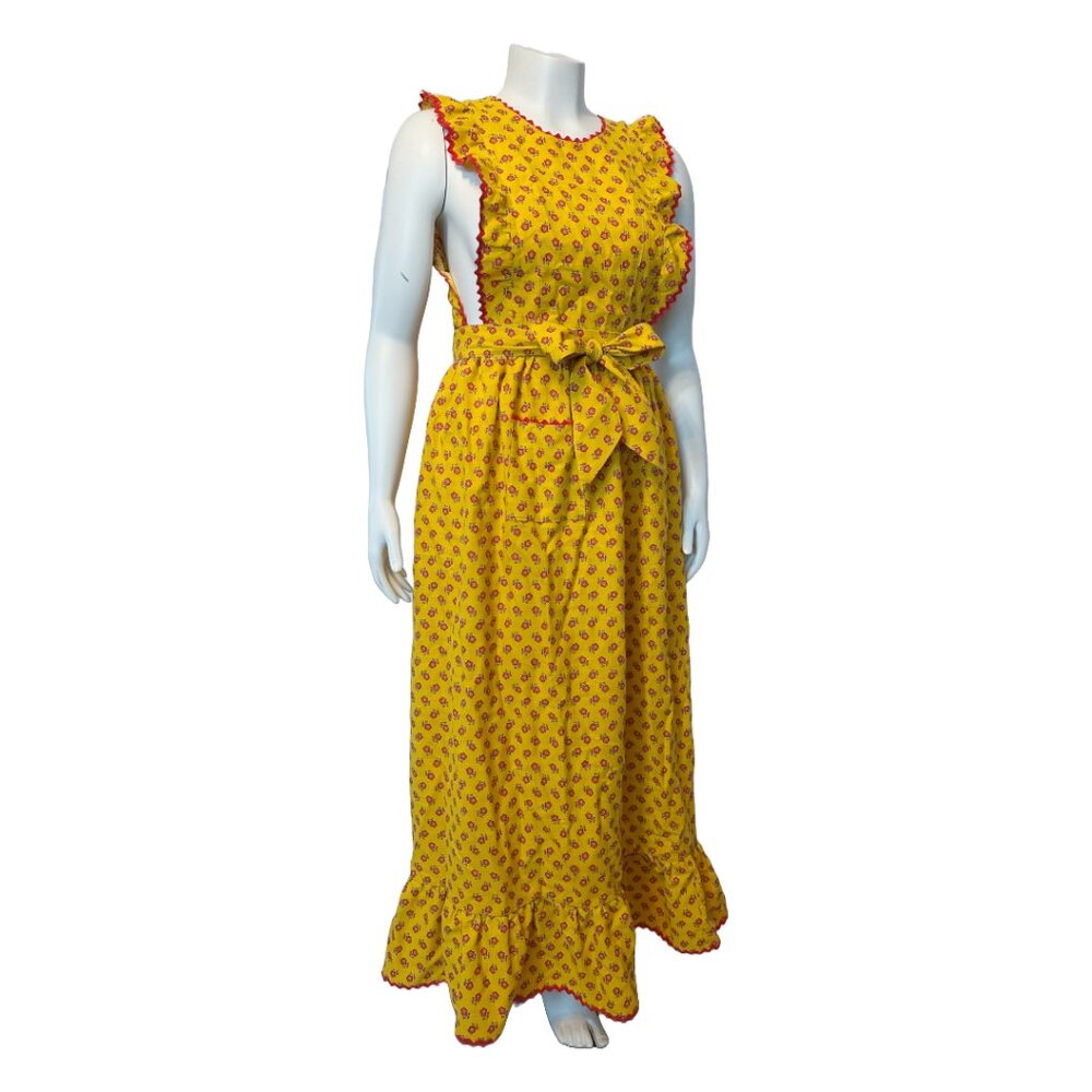 Yellow Floral Wrap Dress/Apron (sz 10-14)